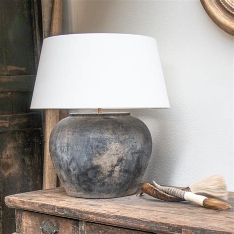 Lamps Ceramic Table Lamps Large Rustic Gray Pottery Table Lamp
