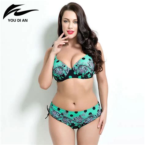 Sexy Printed Plus Size Bikini Set Women Bathing Suit Push Up Biquini Women Super Large Cup