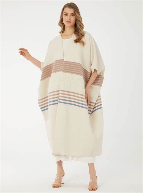 Bisht Abaya Biege Cold Summer Daily Crepe Abaya With Biege Inner Dress