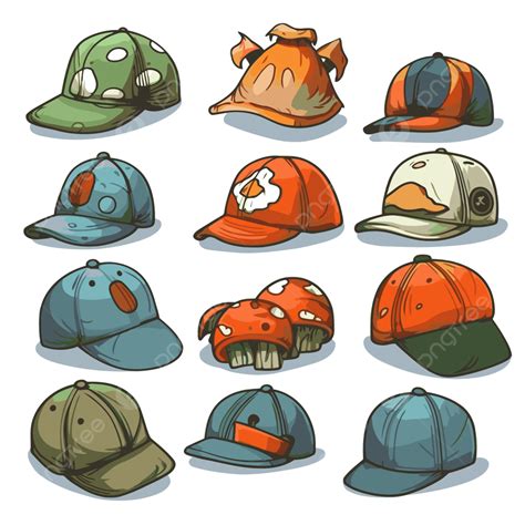 Gorras Clipart Diferentes Gorras De Dibujos Animados En Varios Colores