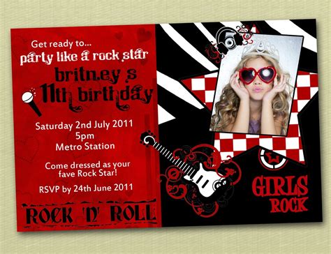 Rock and Roll Birthday Invitations You Print by deezeedesign