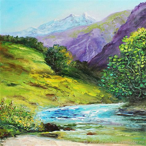 Картина Горы Горный пейзаж Пейзаж Горы Летний пейзаж Картина маслом в ...