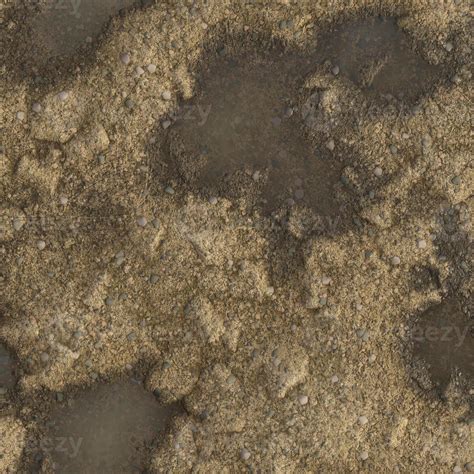 D Realistic Dirt Ground With Rocks And Puddles Rendered Texture