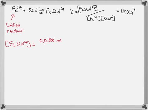 Solved Data Analysis Calculate Equilibrium Concentration Of Fescn