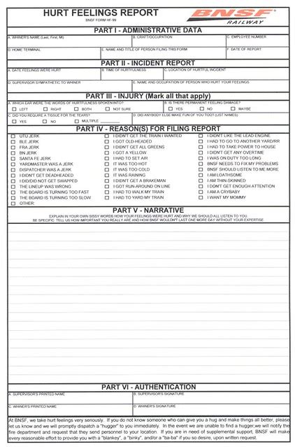 Hurt Feelings Report Template