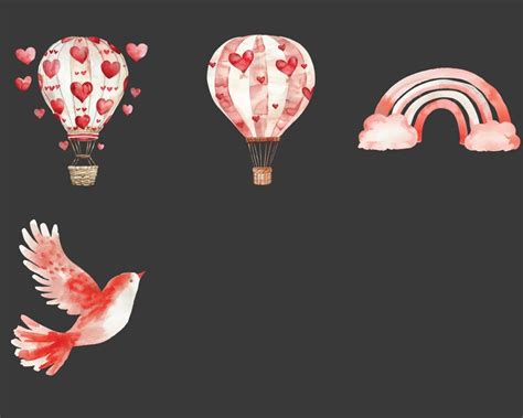 Watercolor Hot Air Balloon Clipart Blue Red Hot Air Balloons Png Hot Air Balloon Graphics Baby