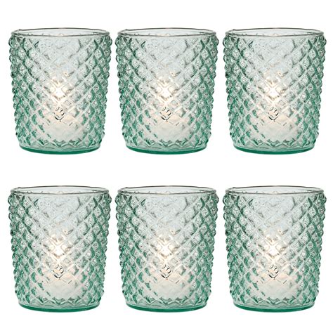 6 Pack Vintage Glass Candle Holder 3 Zariah Design Vintage Green