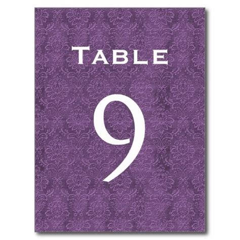 Plum Purple Damask Wedding Table Number 9 C208 Zazzle Damask