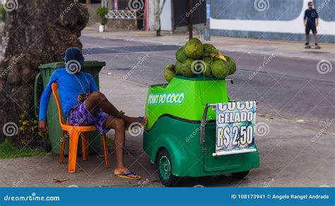 Coconut Vendor Sells Coconut Water To Tourists In Puerto Plata