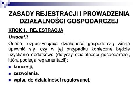 PPT ZASADY REJESTRACJI I PROWADZENIA DZIAŁALNOŚCI GOSPODARCZEJ