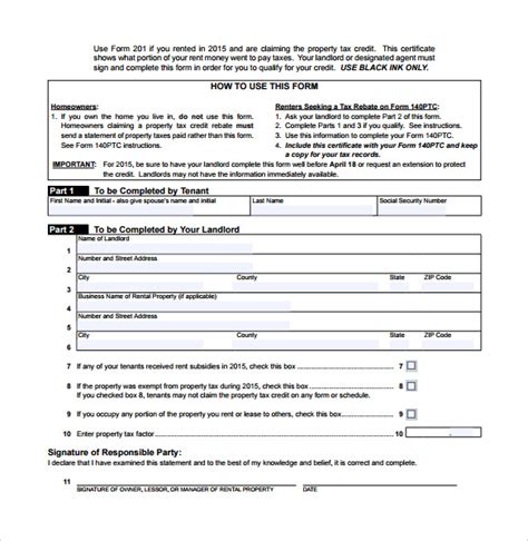 Rent Certificate Form 9 Download Free Documents In Pdf