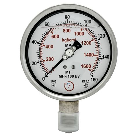 Манометр виброустойчивый из нержавеющей стали МНн100 от 0 до 160 МПа ...