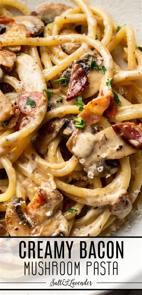 Creamy Bacon Mushroom Pasta | Bacon pasta recipes, Pasta dinner recipes