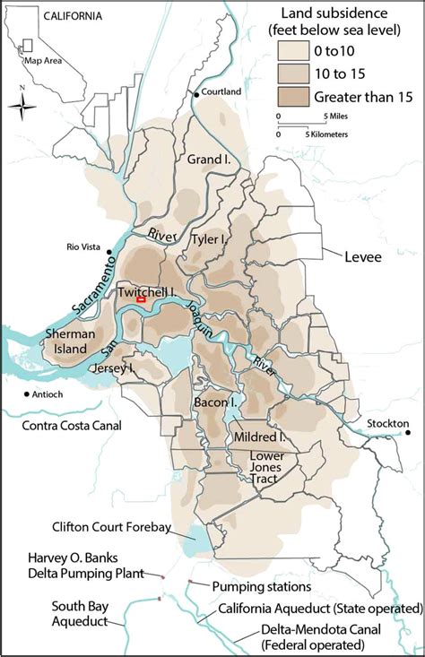 Location Of Californias Sacramento San Joaquin Delta Wetlands With Map