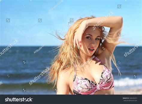 Portrait Happy Sexy Woman Pink Bikini Stock Photo 324436331 Shutterstock