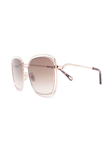 Chloé Eyewear Oversize Frame Sunglasses Metallic Farfetch