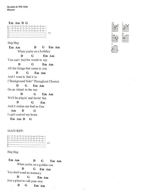 how to play island in the sun by weezer
