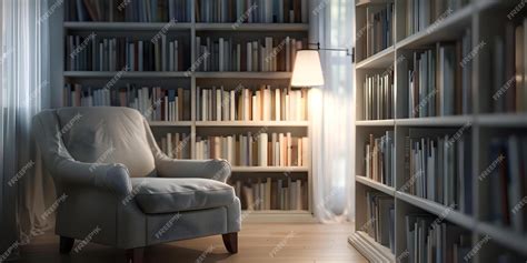 creating  relaxing reading nook  armchair bookshelves  soft
