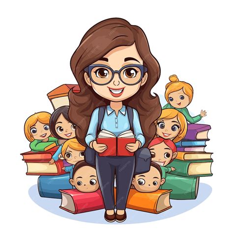 Maestra De Jardín De Infantes Hablando Con Sus Estudiantes Ilustración