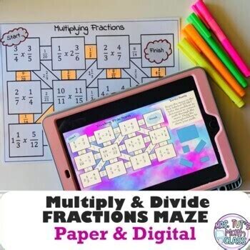 Multiply Divide Fractions MAZE PDF Google Classroom TPT