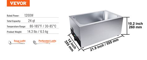 VEVOR Chauffe Plat Buffet 22 7 L 555 X 355 X 260 Mm Bain Marie