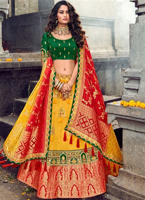 Shop Yellow Ceremonial Designer Lehenga Choli Online 143474