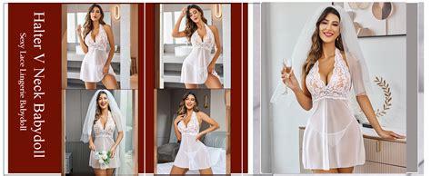 Avidlove Lingerie For Women Halter Chemise Lace Babydoll Mesh Nightwear V Neck Teddy At Amazon