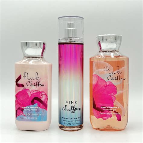 Bath And Body Works Pink Chiffon Body Lotion Fine Fragrance Mist And Shower Gel 3 Piece Bundle