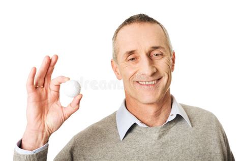 Mature Man Holding Golf Ball Stock Image Image Of Ball Portrait