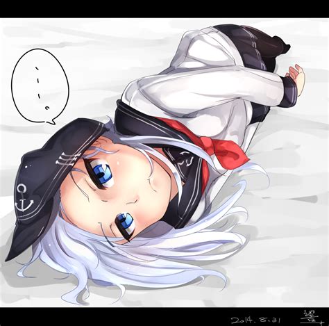 Safebooru 1girl T Anchor Symbol Black Legwear Blue Eyes Dated Foreshortening Haegiwa Hat