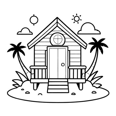 premium vector cartoon beach hut  kids coloring page