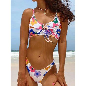 Emmiol Envío gratis 2024 Conjunto de bikini con aros y estampado floral