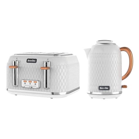 Breville Curve Gloss White And Rose Gold Kettle And Toaster Set Brand