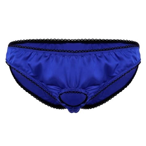 Iixpin Homme Sissy String Sexy Ouvert Devant Sous V Tement Satin Bikini Panties Underwear M Xl