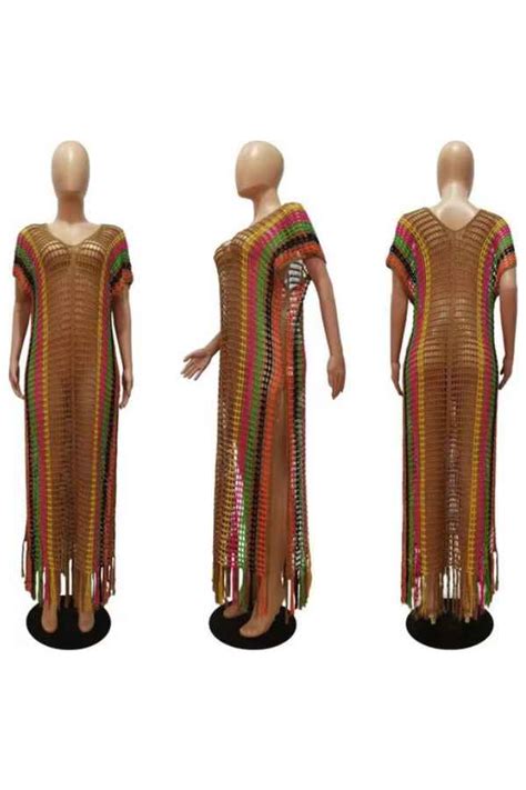 Sexy Crochet Fishnet Bikini Coverup Oversize Maxi Dress Wow Garments