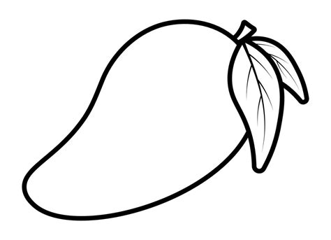 Línea Negra Fruta De Mango Para Colorear Página Vector Ilustración