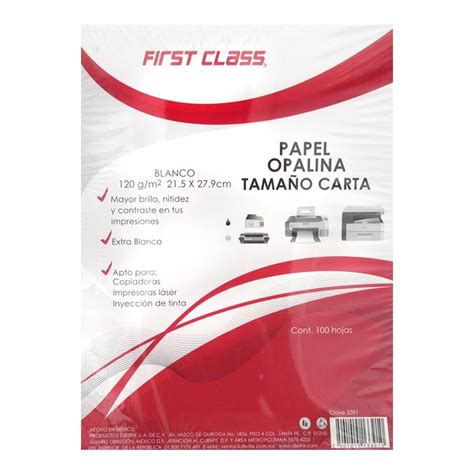 Papel Opalina First Class Carta 100 Pzas Walmart