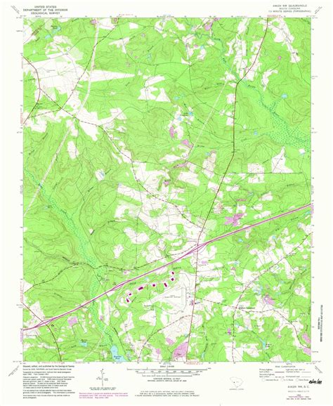 Classic USGS Aiken NW South Carolina 7.5'x7.5' Topo Map – MyTopo Map Store
