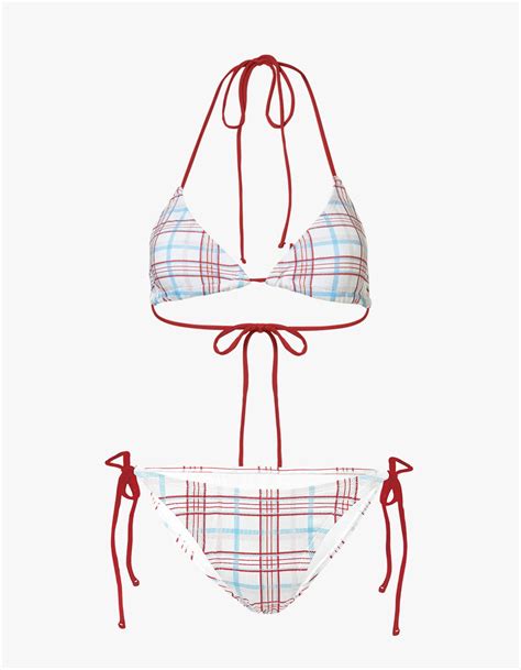 PISCESS Plaid Check Triangle Bikini Ivory 하이츠스토어