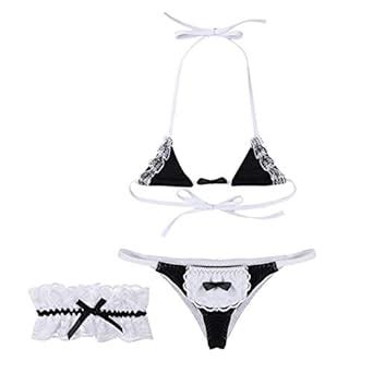 Buy Agoky Women S Anime Maid Bikini Sets Japanese Swimsuit Cosplay Role Play Costume With Garter