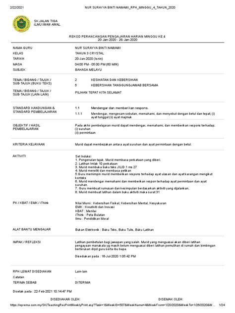 Pemulihan Bm Rph Minggu 4 Tahun 2020 Pdf