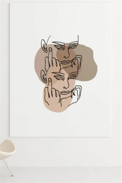 Female Sticking Middle Finger Line Art Face Line Art Nude Color Line Art Minimalist Line Art