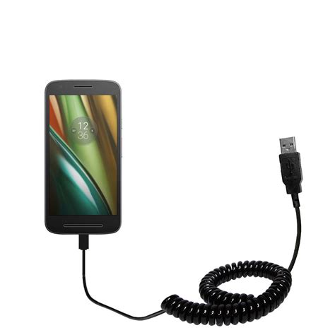 Coiled Power Hot Sync Usb Cable Suitable For The Motorola Moto E With Both Data And Charge