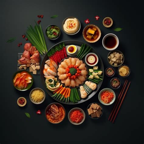 Premium Ai Image A Circle Of Food With A Picture Of A Food On It