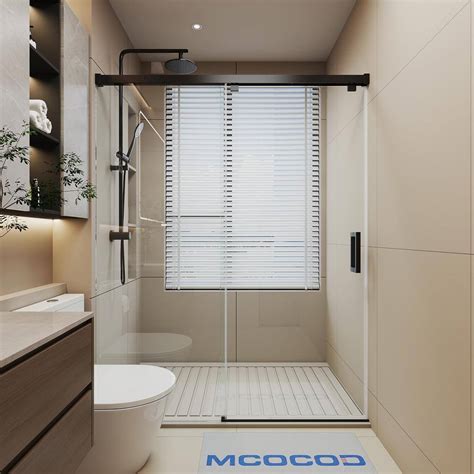 Mcocod 48 In W X 76 In H Single Sliding Frameless Soft Close Shower Door In Matte Black With 5