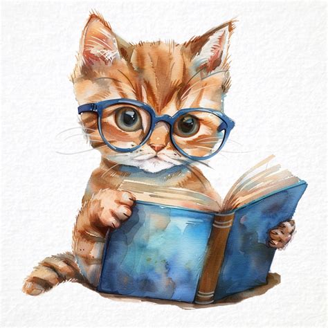 animal reading  book clipart