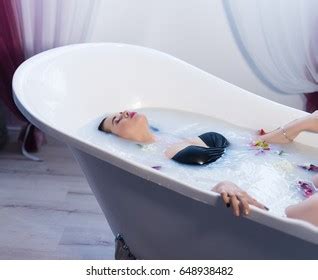 Woman Bath Sexy Brunette Woman Relaxing Stock Photo Shutterstock