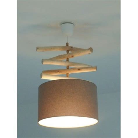 Lustre Bois Flott Taupe Abat Jour Cylindre Cm Suspension