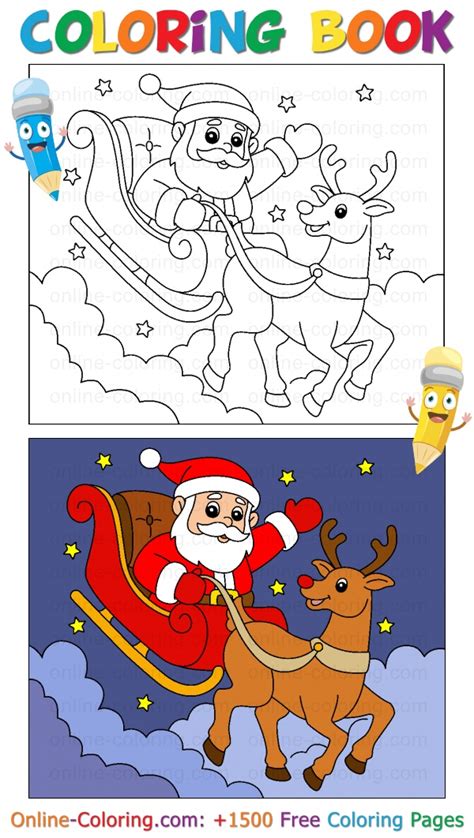 Santa Claus On His Sleigh Free Online Coloring Page