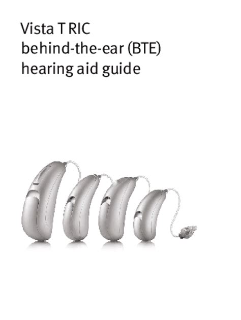 Fillable Online Vista T Ric Behind The Ear Bte Hearing Aid Guide Fax